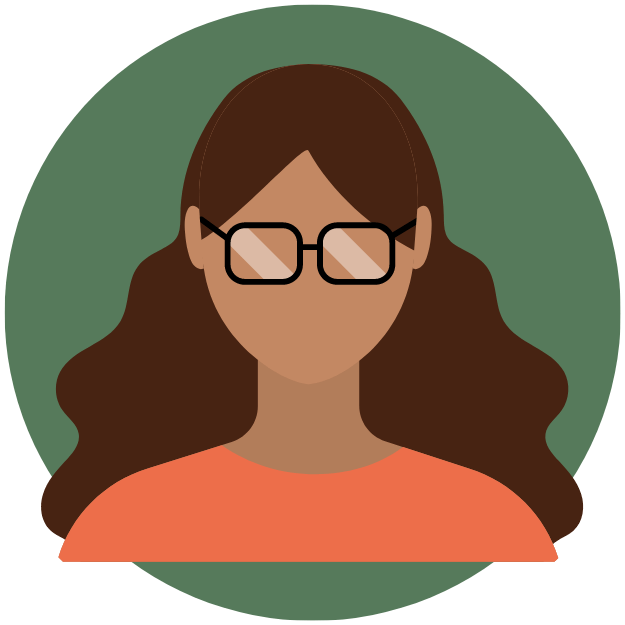 An illustration of a woman with glasses