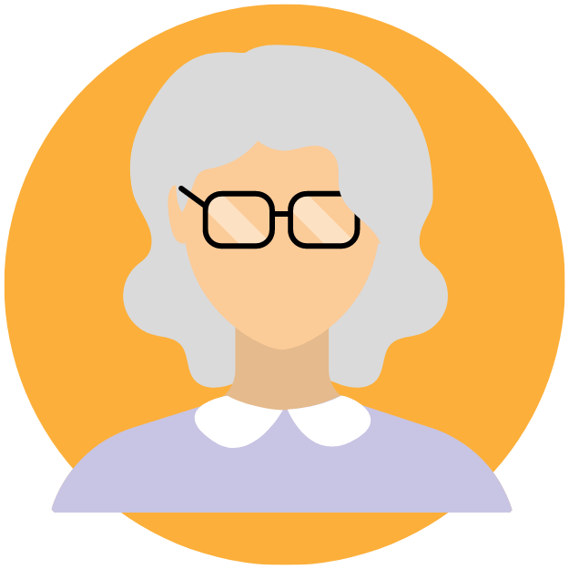 An illustration of an older woman.
