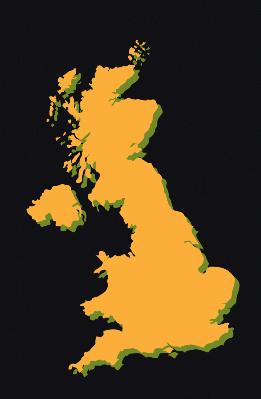 A map of the UK with lines coing from Cumbria to all over the UK.